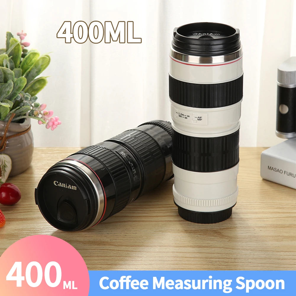 Stainless Steel SLR Camera Coffee Lens Mug Camera White Black Coffee Mug Coffee Cups Creative Emulation Mug Gift 50-400Ml